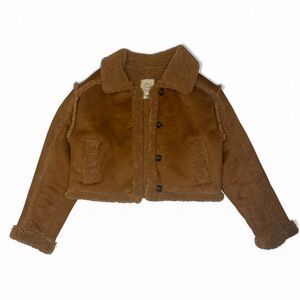 Fuzzy Stoosh Brown Cropped Puffer Jacket | Medium